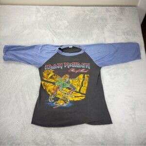 Vintage Iron Maiden Men's Size Medium 1980's Piece of Mind 3/4 Sleeve T-shirt
